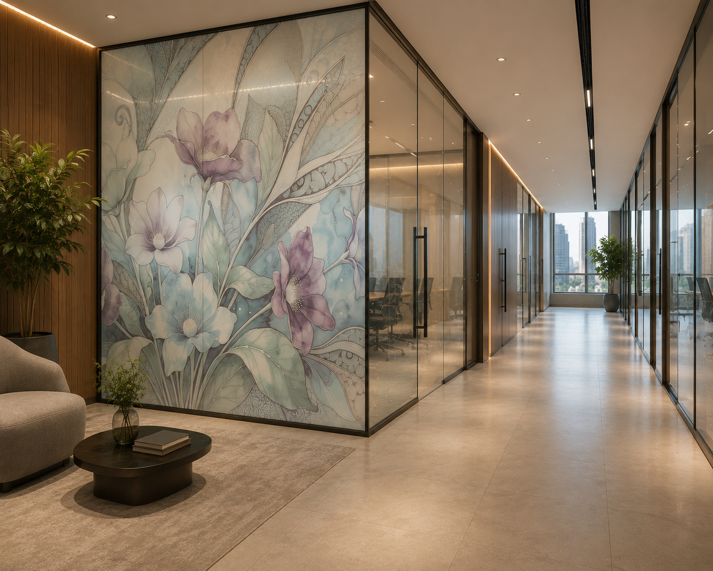 AFFECTUS large-scale visual work integrated into an office circulation area